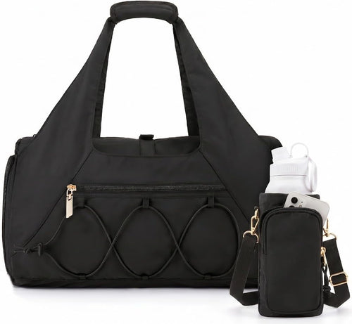Gym Bag for Women, Yoga Mat Bag with Shoe Compartment and Wet Pocket, Sport Yoga Gym Bag with Yoga Strap, Carryall Yoga Tote Bag